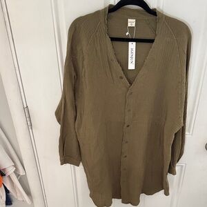 Women's Casual Olive Button Down Shirt
